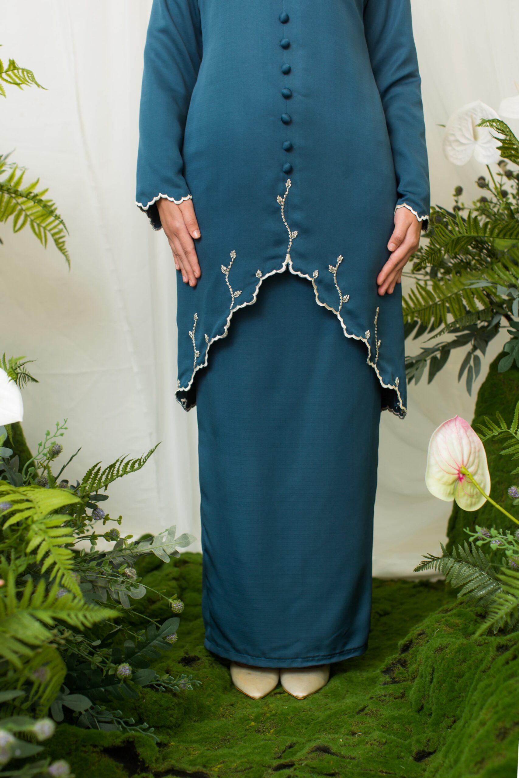 Sultanah Kebaya Teal Blue - Image 4
