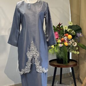 CLEARANCE- Shantung Kurung Moden Metal Grey